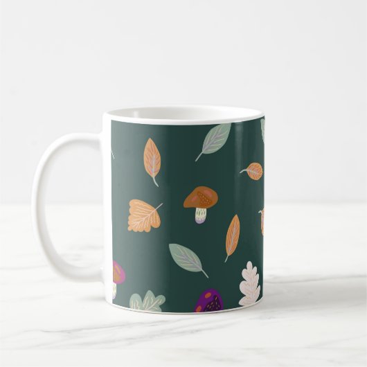 Herbstfarben mit Blätter und Mushroom-Muster Kaffeetasse (Links)