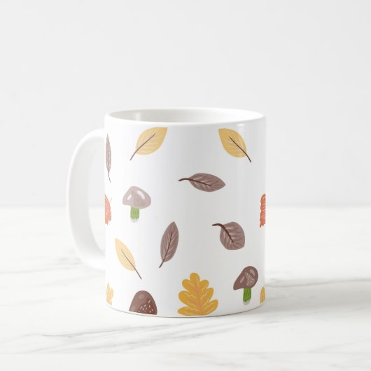 Herbstfarben mit Blätter und Pilzen Kaffeetasse (Vorderseite Links)