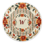 Herbstfarben Monogramm Keramikknauf (Vorderseite)