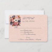 Herbstfarben Orange Black Floral Wedding Bouquet RSVP Karte (Vorderseite)