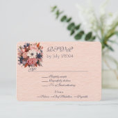 Herbstfarben Orange Black Floral Wedding Bouquet RSVP Karte (Stehend Vorderseite)