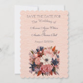 Herbstfarben Orange Black Floral Wedding Bouquet Save The Date (Vorderseite)