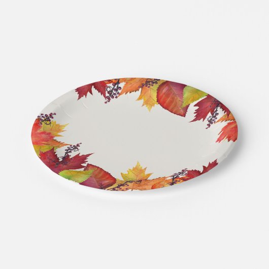 Herbstfarben Pappteller (Schrägansicht)