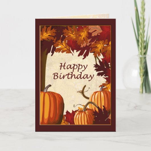 Herbstfarben Pumpkin Patch Happy Birthday Karte (Vorderseite)