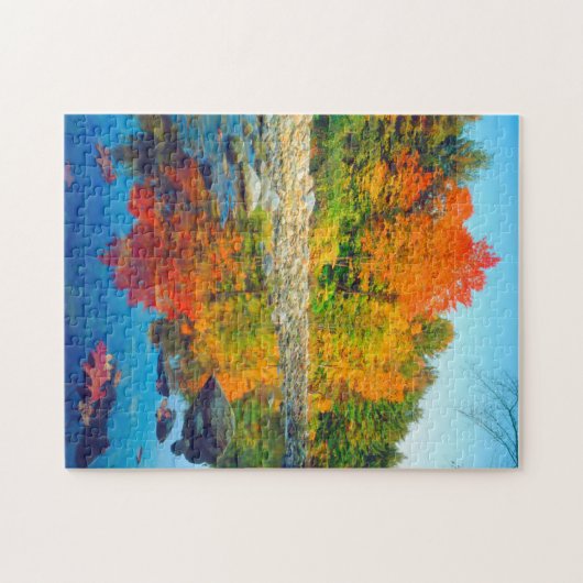 Herbstfarben reflektieren in einem Bach in Vermont Puzzle (Horizontal)