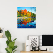Herbstfarben reflektieren in einem Fluss in Vermon Poster (Heimbüro)