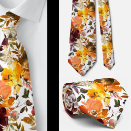 Herbstfarben Rose Gold Peach Floral Neck Tie Krawatte