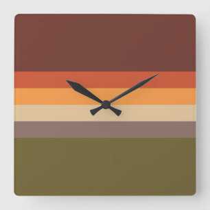 Herbstfarben - Rotes orangefarbenes Gelbbraun Quadratische Wanduhr