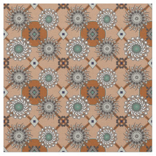 Herbstfarben Rust Brown und Aqua Stoff