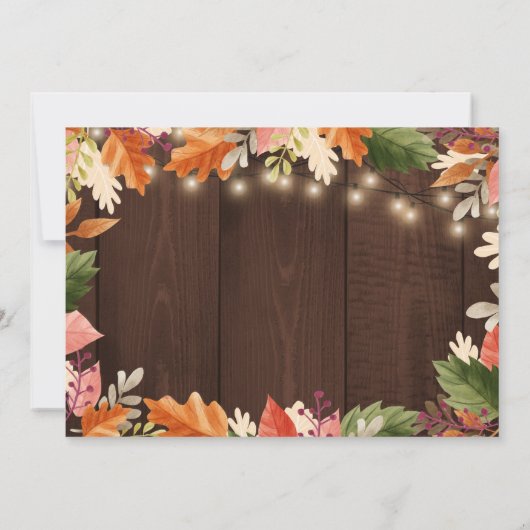 Herbstfarben rustikales Holz Erntedank Abendessen Einladung (Rückseite)