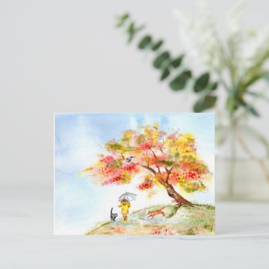 Herbstfarben Sakura Postkarte (Stehend Vorderseite)