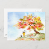 Herbstfarben Sakura Postkarte (Vorne/Hinten)