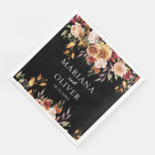 Herbstfarben Schwarz-weiße Hochzeit Serviette (Ecke)