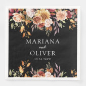 Herbstfarben Schwarz-weiße Hochzeit Serviette (Vorderseite)