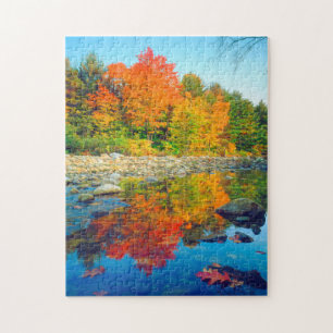 Herbstfarben spiegeln sich in einem Bach in Vermon Puzzle