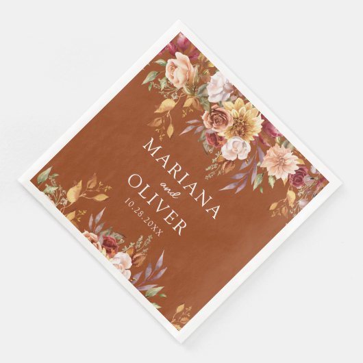 Herbstfarben Terracotta Wedding Serviette (Ecke)
