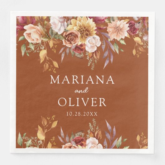 Herbstfarben Terracotta Wedding Serviette (Vorderseite)