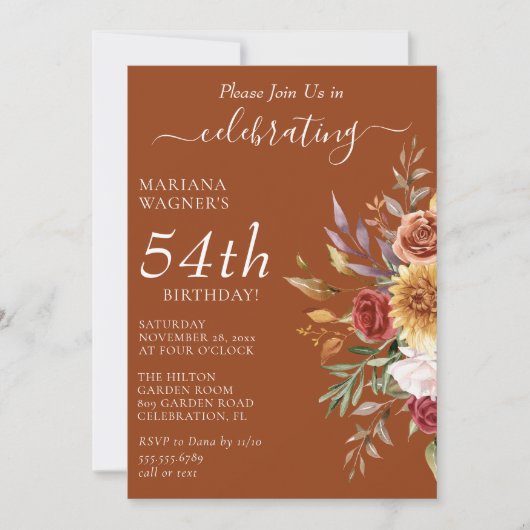 Herbstfarben Terrakotta auf Wiedergeburt Einladung (Vorderseite)