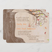 Herbstfarben Tree on Brown Paper Wedding Einladung (Vorne/Hinten)