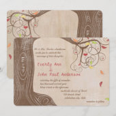 Herbstfarben Tree on Brown Paper Wedding Einladung (Vorne/Hinten)