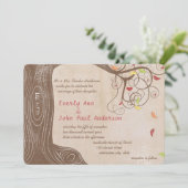 Herbstfarben Tree on Brown Paper Wedding Einladung (Stehend Vorderseite)