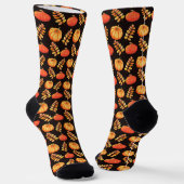 Herbstfarben und Thanksgiving-Kürbisblätter Socken (Gewinkelt)
