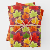Herbstfarben Verlasse Wrapping Paper Set von 3 Geschenkpapier Set (Beispiel)