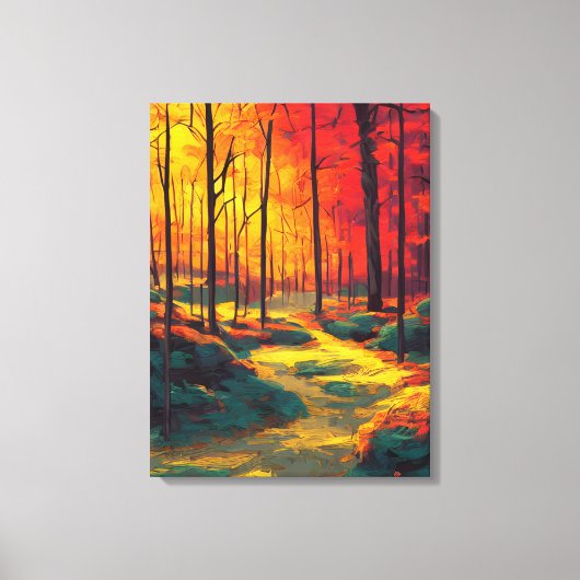 Herbstfarben Waldmalerei Leinwanddruck (Vorderseite)