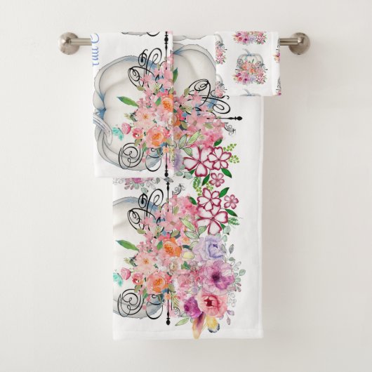 Herbstfarben Weißer Pumpkin Wasserfarben Blumenher Badhandtuch Set (Insitu)