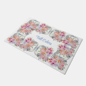 Herbstfarben Weißer Pumpkin Wasserfarben Blumenher Fußmatte (Schrägansicht)