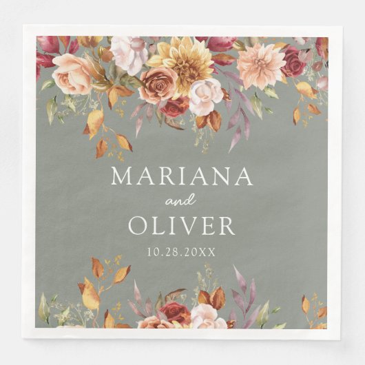 Herbstfarben zeigen Grüne Hochzeit Serviette (Vorderseite)