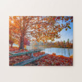Herbstfarben zur Landschaft des Sees Puzzle (Horizontal)