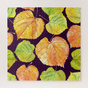 Herbstfarbene Aquarellblumen, nahtloses Muster. Puzzle