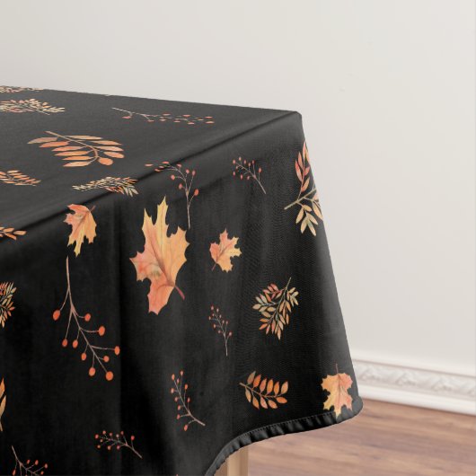 Herbstfarbene Blätter Berries Black Tischdecke (Beispiel)