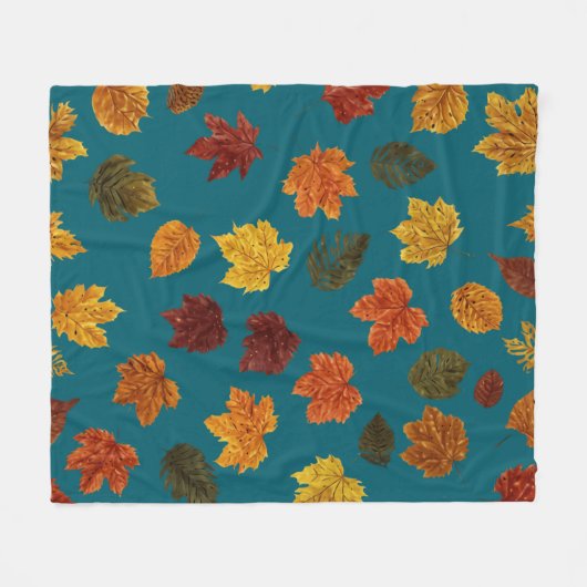 Herbstfarbene Blätter Fleecedecke (Vorderseite (Horizontal))