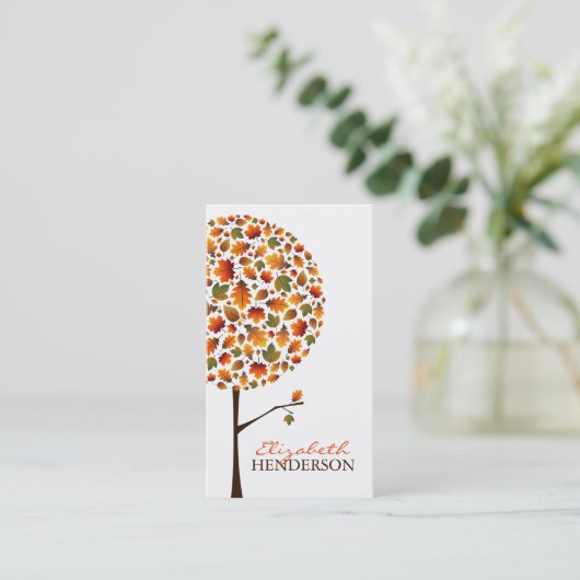 Herbstfarbene Blätter Herbst Pop Bäume Natur Moder Visitenkarte (Stehend Vorderseite)