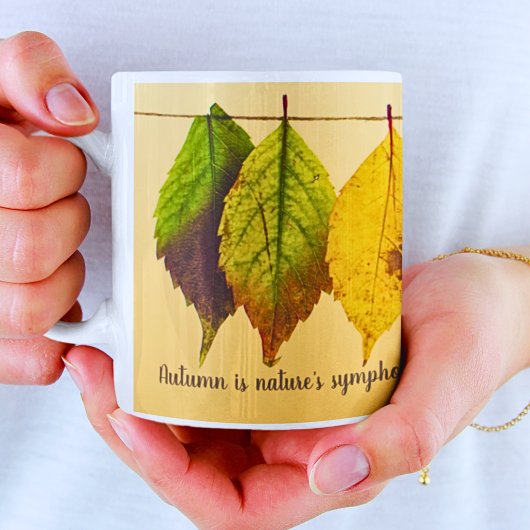 Herbstfarbene Blätter Inspiration Zitat Kaffeetasse