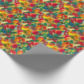 Herbstfarbene Blätter Mushrooms Muster Geschenkpapier (Ecke)