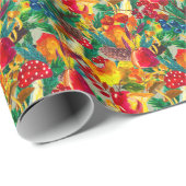 Herbstfarbene Blätter Mushrooms Muster Geschenkpapier (Rolleneckpunkt)