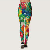 Herbstfarbene Blätter Mushrooms Muster Leggings (Rückseite)