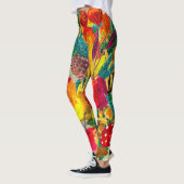 Herbstfarbene Blätter Mushrooms Muster Leggings (Links)