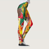 Herbstfarbene Blätter Mushrooms Muster Leggings (Rechts)