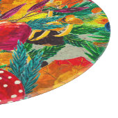 Herbstfarbene Blätter Mushrooms Muster Schneidebrett (Ecke)
