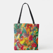 Herbstfarbene Blätter Mushrooms Muster Tasche (Rückseite)