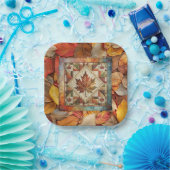 Herbstfarbene Blätter Papierplatte Pappteller (Party)