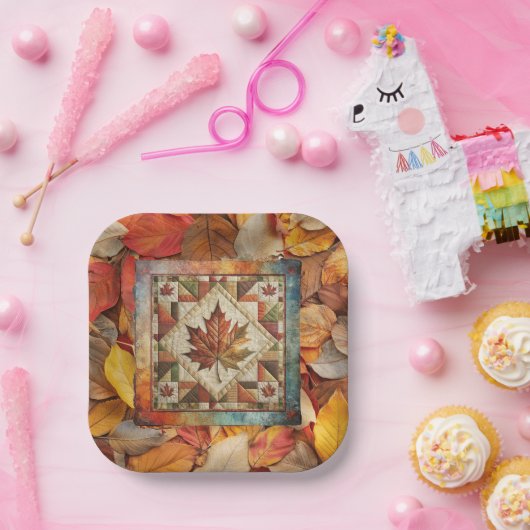 Herbstfarbene Blätter Papierplatte Pappteller (Party)