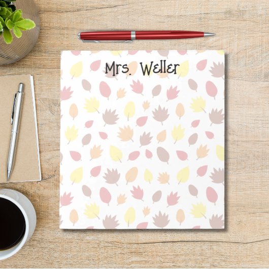 Herbstfarbene Blätter Saisonlehrer Notizblock