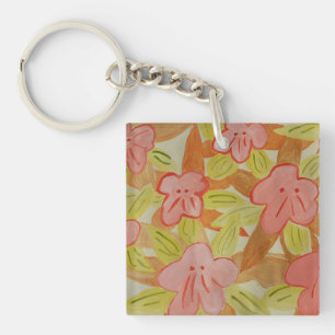 Herbstfarbene Blume Akryllischer Schlüsselring