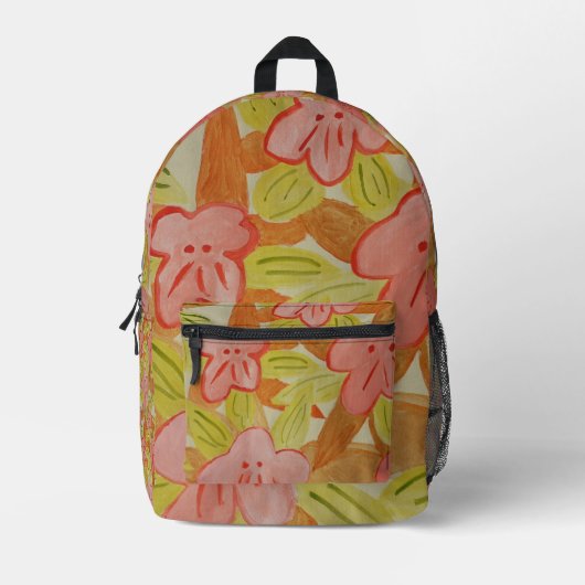 Herbstfarbene Blume Bedruckter Rucksack (Vorderseite)