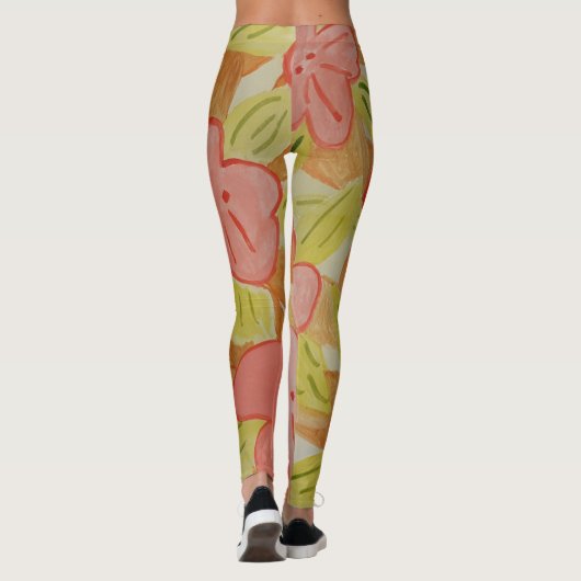 Herbstfarbene Blume Leggings (Rückseite)